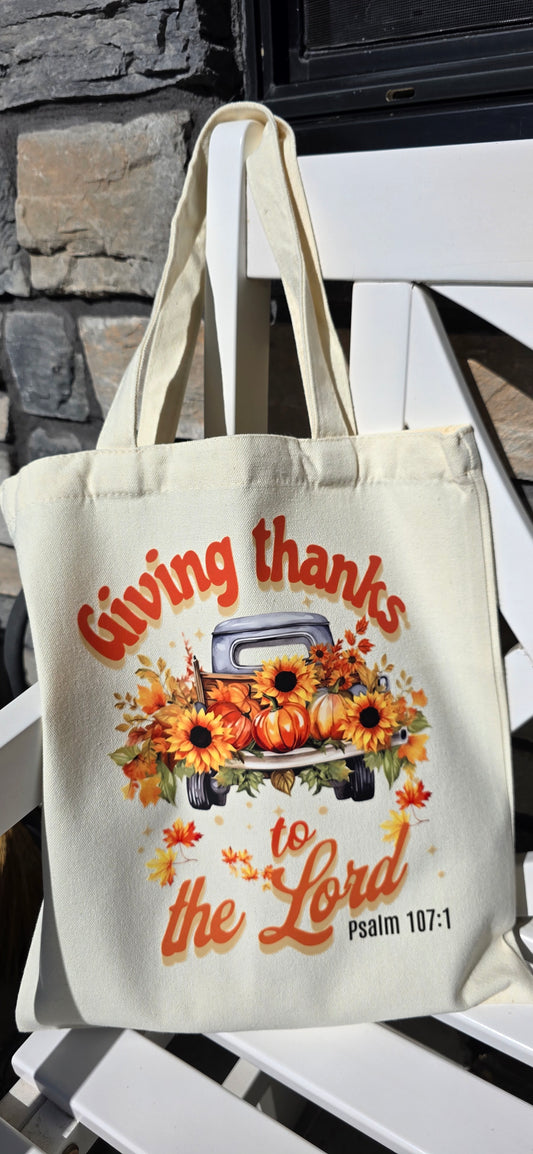 Small Canvas Totes - Giving Thanks to the Lord