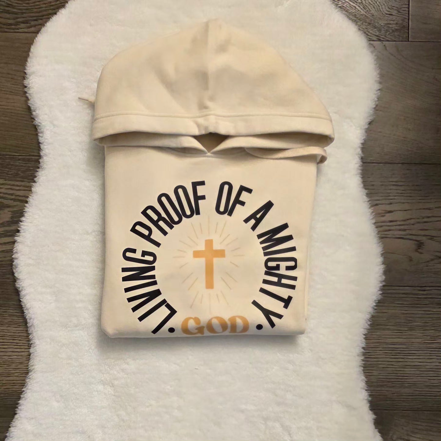 Living Proof of a Mighty God Adult Hooded Sweatshirt