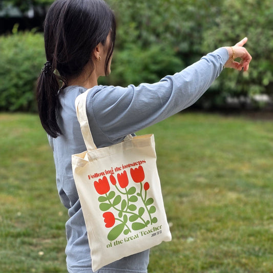 Small Canvas Totes - Following the Footsteps of the Great Teacher