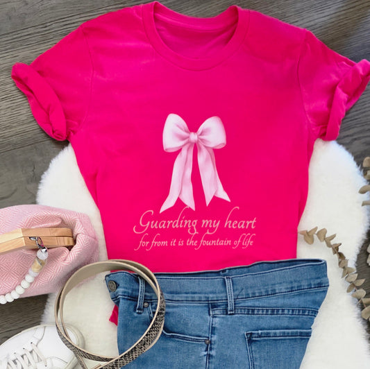 Guarding My Heart Coquette Bow Women Shirt