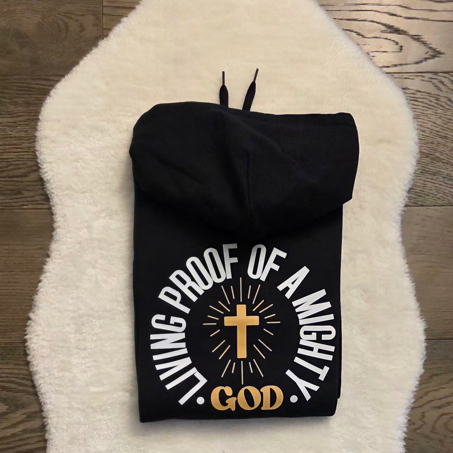 Living Proof of a Mighty God Adult Hooded Sweatshirt